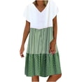 thumbnail image 1 of QIPOPIQ Robes pour Femmes Robe Midi à Manches Courtes à Étages Tendance Aguichant Décontractée Robes Robe d'Été Sans Manches Col Rond Unie Robe à Fente Offres 2023, 1 of 6