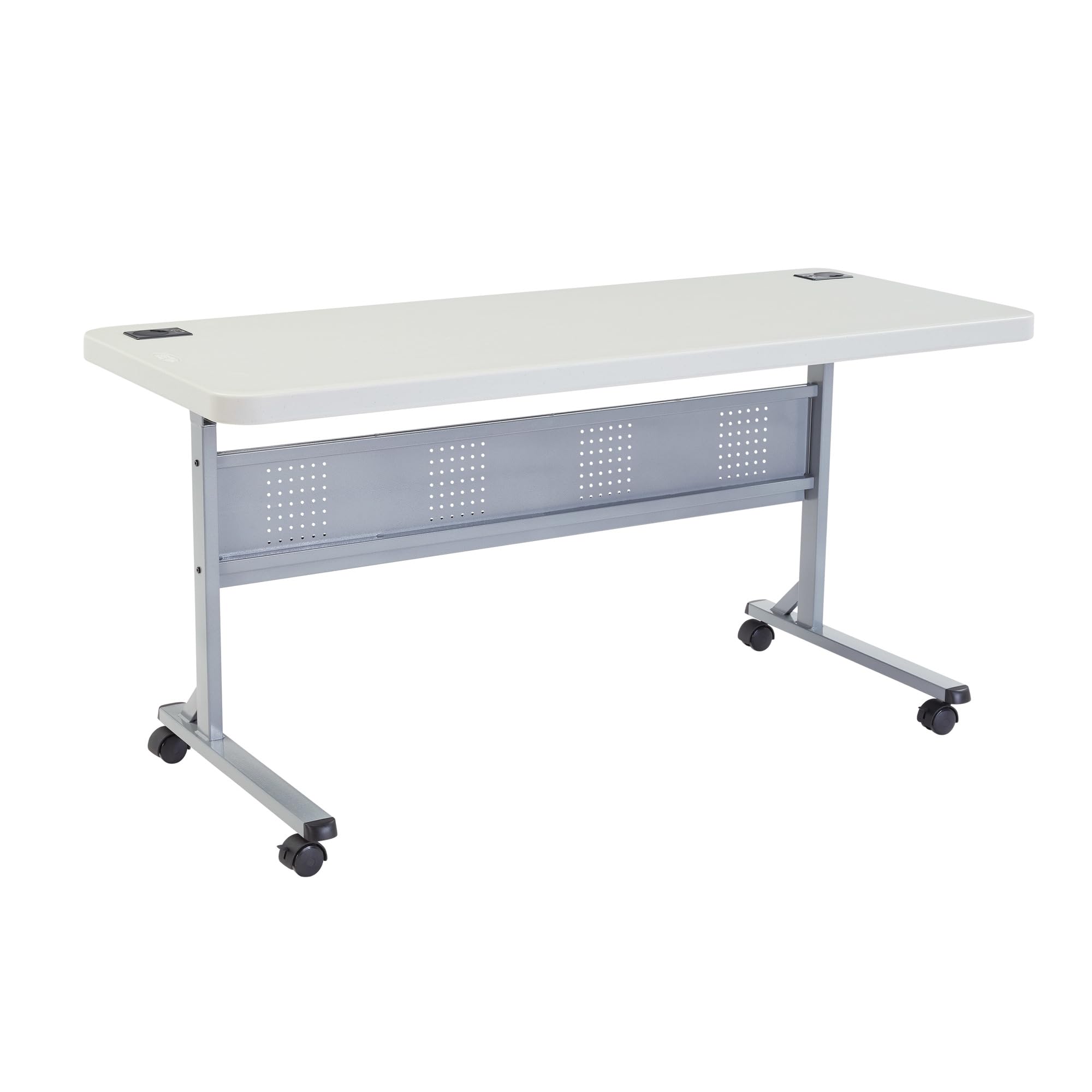 NPS BPFT Series 24x60" Plastic Flip-N-Store Training Table in Speckled Gray