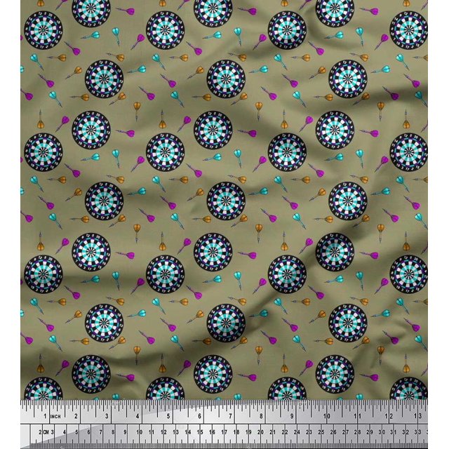 Soimoi Silk Fabric Dart Board Sports Decor Fabric Printed Yard 42 Inch Wide