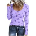 thumbnail image 1 of Birdeem Mode Femmes Décontracté Manches Longues Imprimé Col Rond T-Shirt Ample Blouse Tops, 1 of 12