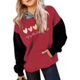 thumbnail image 1 of FAOWME Child Long Sleeve Color Matching Printed Letters Hooded Sweatshirts Pullover Tops Red 8-10 Years, 1 of 4