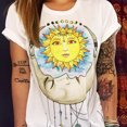 thumbnail image 4 of Femmes Hibou/lettres /yeux Impression T-shirt Solide en Vrac Impression T Couleur Col Rond à Manches Courtes T-shirt, 4 of 8