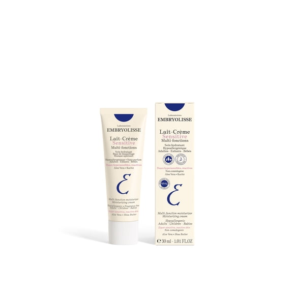 Embryolisse Lait Crème Sensitive Moisturizer. Hypoallergenic Face & Body Cream for All Skin Types With Aloe Vera & Shea Butter. Fragrance-Free & Suitable for Sensitive Skin - 30ml