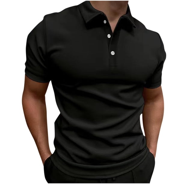 lcziwo Men's Short Sleeve Zipper Polo Shirts Casual Slim Fit Solid