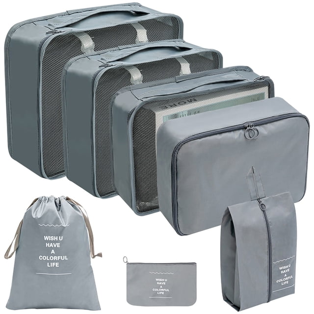 Gkeoshab Home Textile Storage Packing Cubes For Travel 7Pcs Travel Cubes Set Foldable Suitcase Organizer Lightweight Luggage Storage Bag Home & Garden