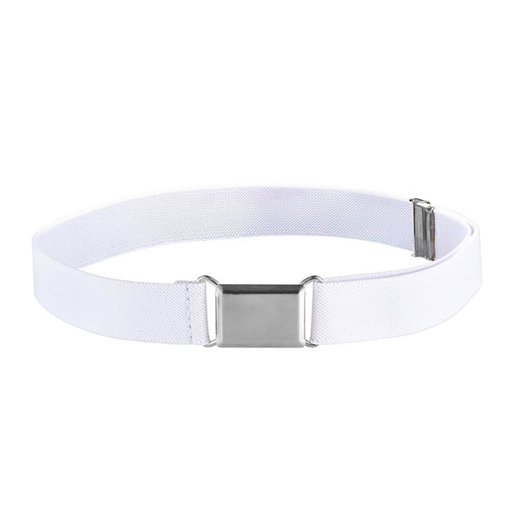 Ceinture pour Tout-Petits Élastique Ajustable Extensible Ceintures Unisexes Boucle Carrée Argentée