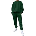thumbnail image 1 of Kcodviy Male Casual Solid Two Men Suits Classic Piece Suit O Neck Big Suit off Shoulder Sleeve Sweatshirt Mens Slim Fit 3 Cute Suit Drawstring Pocket Pants Set, 1 of 5