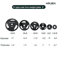 thumbnail image 5 of HAJEX Olympic Tri Grip Cast Iron Weight Plates Set 2 inch - 35LB Set - (2.5LB, 5LB, & 10LB), 5 of 5