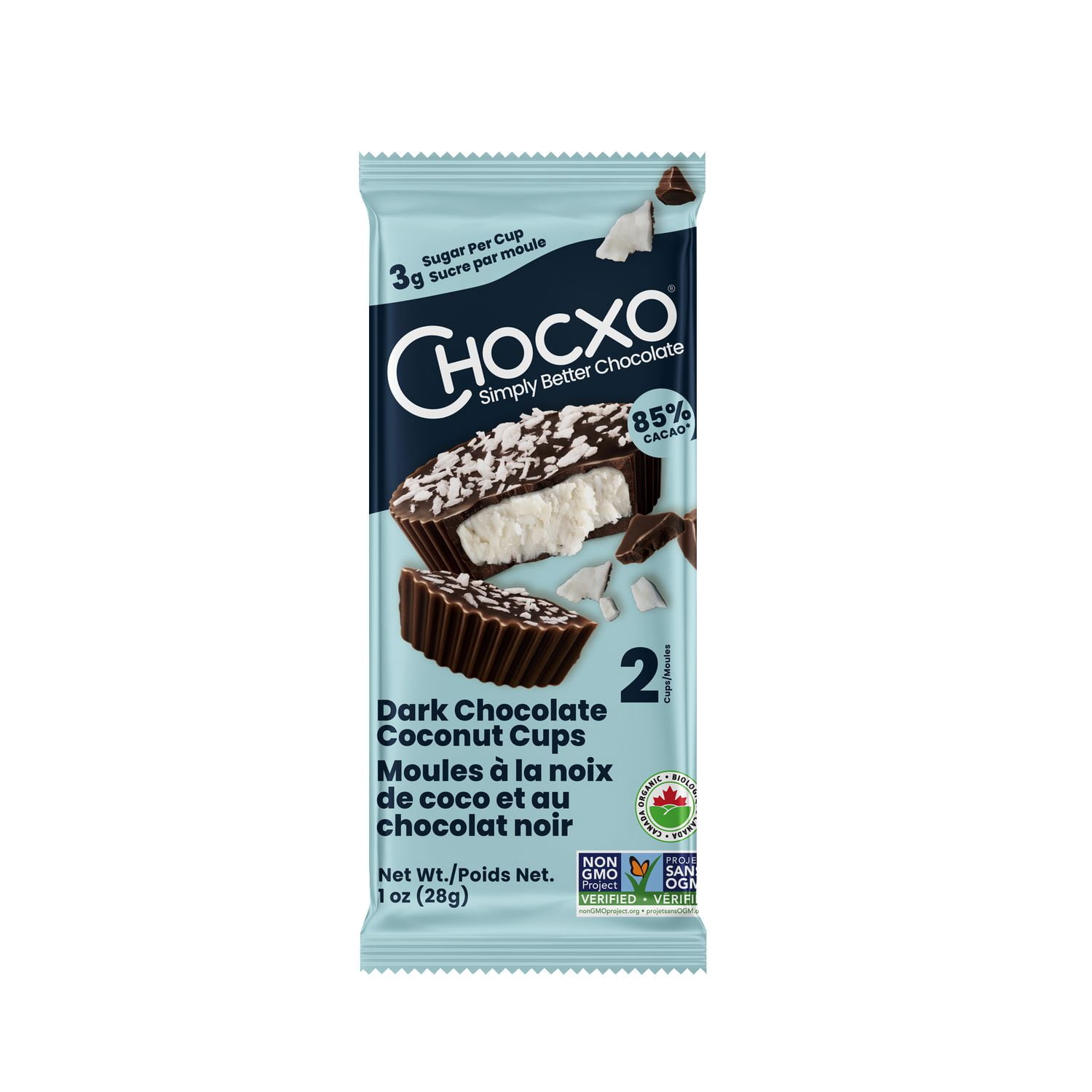 Chocxo Dark Chocolate Organic Coconut Cups 28g