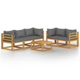 thumbnail image 2 of vidaXL 6 Piece Garden Lounge Set with Cushion Solid Acacia Wood, 2 of 12