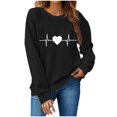 thumbnail image 2 of Chemise de Saint-Valentin pour Femmes 2024 Col Rond Chemises Décontractées Cœur d'Amour Graphiques Tees Manches Longues Amples Pull Tops Mode Vacances T-Shirt, 2 of 3