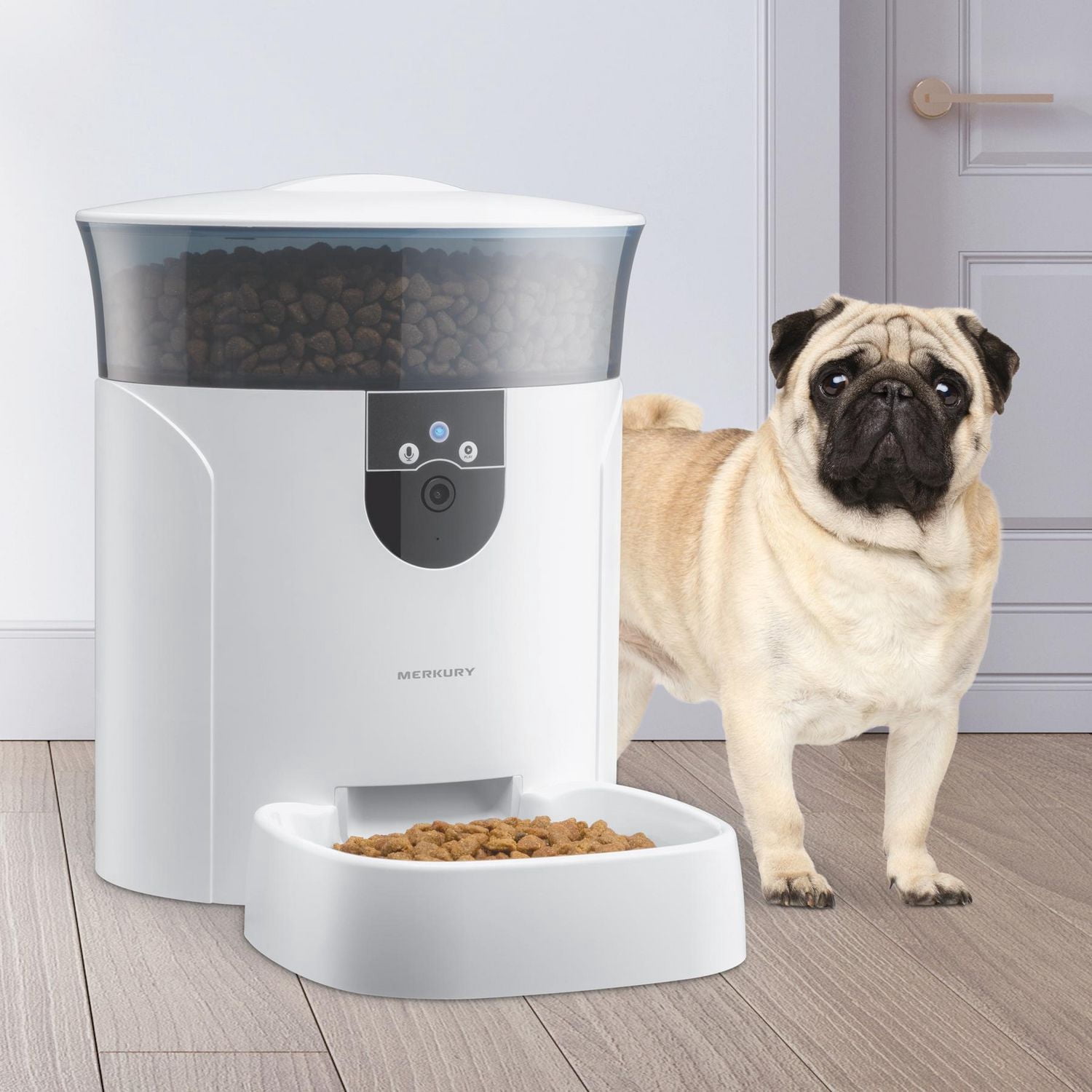 Merkury Innovations 7L Distributeur Intelligent Wi-Fi pour Animaux de Compagnie + Caméra