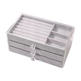 thumbnail image 1 of Acrylic Jewelry Storage Box with Lid and Velvet Interior 22 cm x 13 cm x 10.5 cm Multilayer Organizer for Earrings Necklaces Rings, 1 of 9