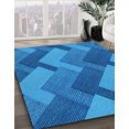thumbnail image 3 of Ahgly Company Tapis d'Intérieur Lavable à la Machine, Carré, Transitionnel, Bleu, Tapis de Zone, 8 Pieds Carré, 3 of 7
