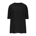 thumbnail image 3 of Plebaso Hauts en Tricot d'Été pour Femmes à Manches Mi-Longues, Hauts Décontractés de Printemps, Col Rond, Chemisiers Unis Amples pour Femmes, 3 of 5