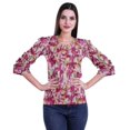 thumbnail image 1 of Moomaya Hauts Aguichant à Manches 3/4 pour Femmes Chemise Imprimée à Volants pour Femmes T-Shirt d'Été, 1 of 4