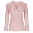 thumbnail image 4 of RKSTN Chandails pour Femmes Mode Uni Manches Longues Col Rond Chandail Décontracté Hauts Chandails d'Automne, 4 of 8