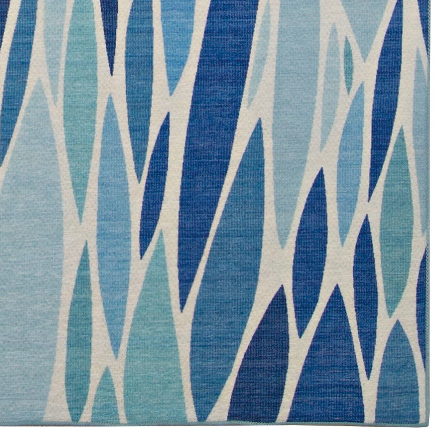 Tapis d'extérieur lavable Pompano bleu & ivoire 5 pi x7 pi
