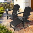 thumbnail image 1 of Costway 2 Pcs Chaise Adirondack d'Extérieur en HDPE pour Patio, Siège de Plage, Ottoman Rétractable, Noir, 1 of 9