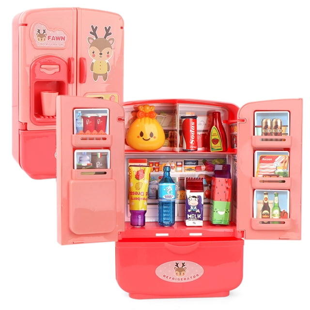 Ensemble de Jouets pour Réfrigérateur pour Enfants Boissons Simulées Jouet Réfrigérateur Jeu d'Imitation Cuisine Jouet