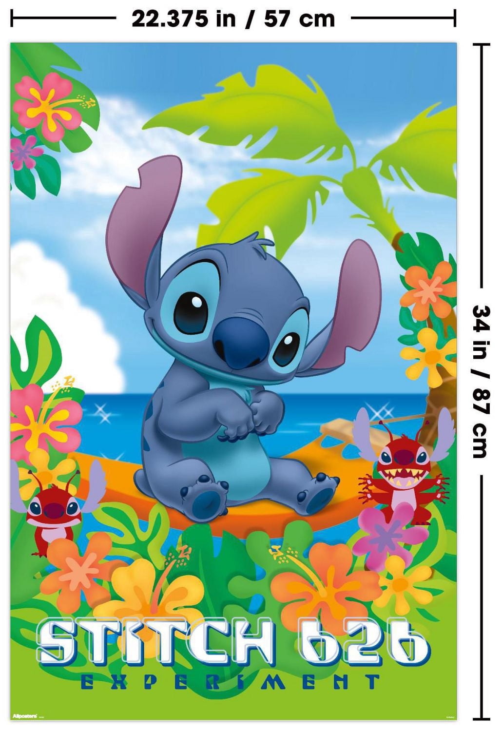 Disney Leroy and Stitch - Beach Wall Poster, 22.375" x 34" Framed