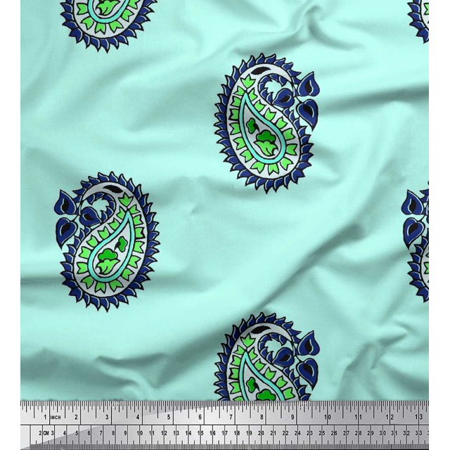 Soimoi Rayon Fabric Paisley Block Print Sewing Fabric Yard 56 Inch Wide