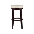 thumbnail image 2 of Linon Maya 31" Rice White Faux Leather Swivel Bar Stool in Brown Wooden Frame, 2 of 10