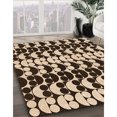 thumbnail image 3 of Ahgly Company Machine Washable Indoor Square Transitional Black Brown Area Rugs, 5' Square, 3 of 7