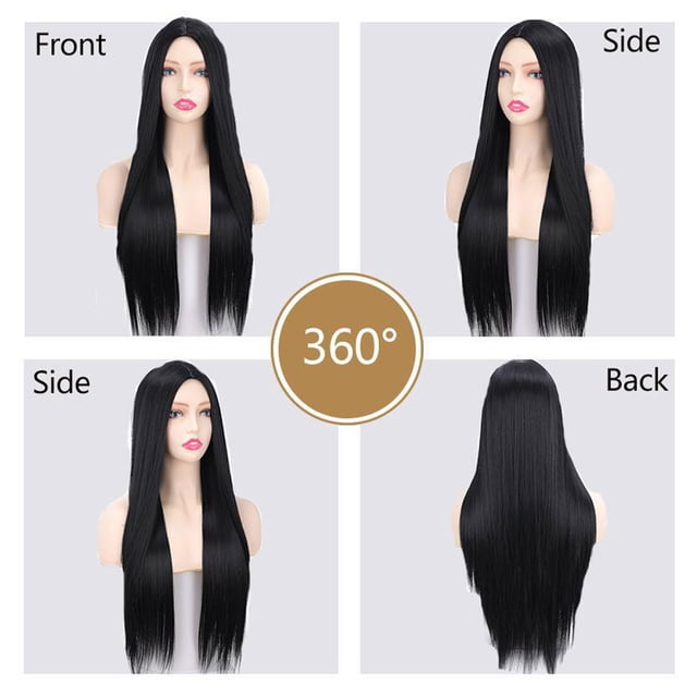 mmirethe Long Straight Hair Wig With Breathable Inner Mesh Resistant Synthetic Wig Realistic Scalp 9582-15 1Set