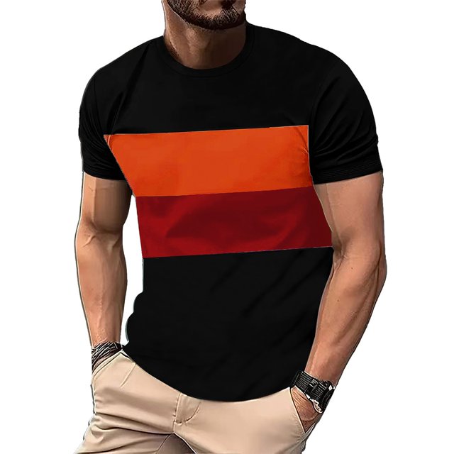 Maplenight T-Shirt Homme Manches Courtes Col Rond T-Shirt Décontracté Été Bloc de Couleur T-Shirt Classique Basique