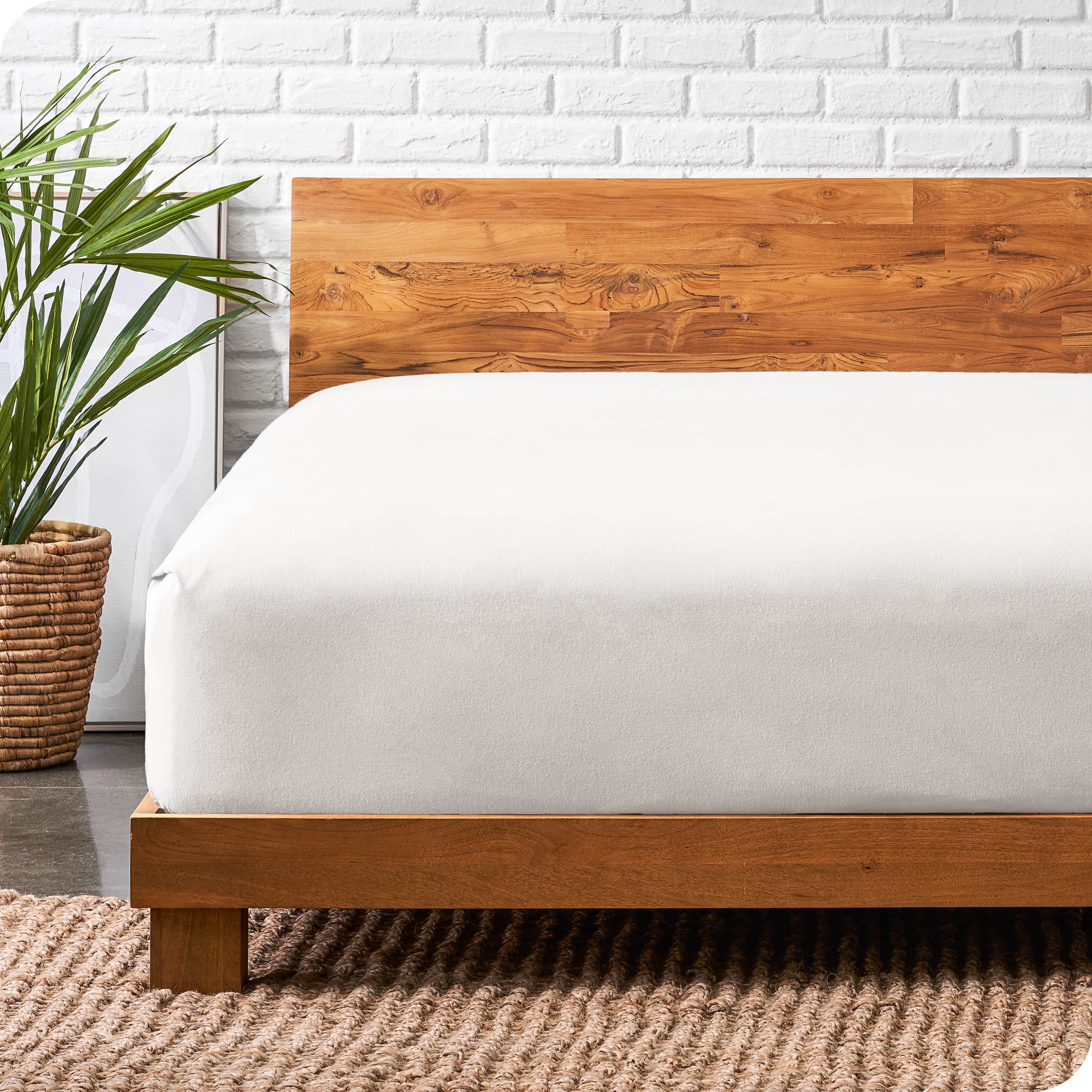 Bare Home 100% Cotton Flannel Fitted Sheet - Deep Pocket - King, White