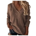 thumbnail image 1 of WUANDIXFA Chandail d'Automne 2025 pour Femmes Léger Femmes Décontracté Imprimé Tricoté Chandails à Enfiler Manches Longues Col Rond Jolis Cœurs Chandail Tricoté Décontracté Hauts Café,TG, 1 of 6