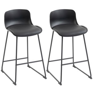 HOMCOM Tabourets à barres modernes 2, PU Tabourets en cuir rembourrés, Noir