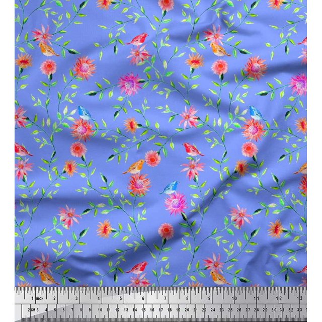 Soimoi Feuilles de Tissu de Velours & Tissu Imprimé Floral 1 Yard 58 Inch Wide