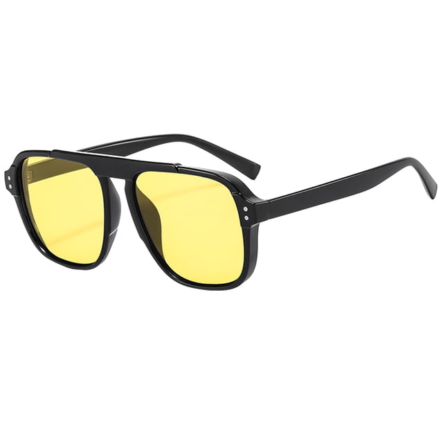 Lunettes de Soleil Polarisées Hommes Femmes Mode Protection Classique Monture Ronde Lunettes de Soleil Lunettes de Soleil Femmes Lunettes Anti-Lumière Bleue pour Femme Jaune