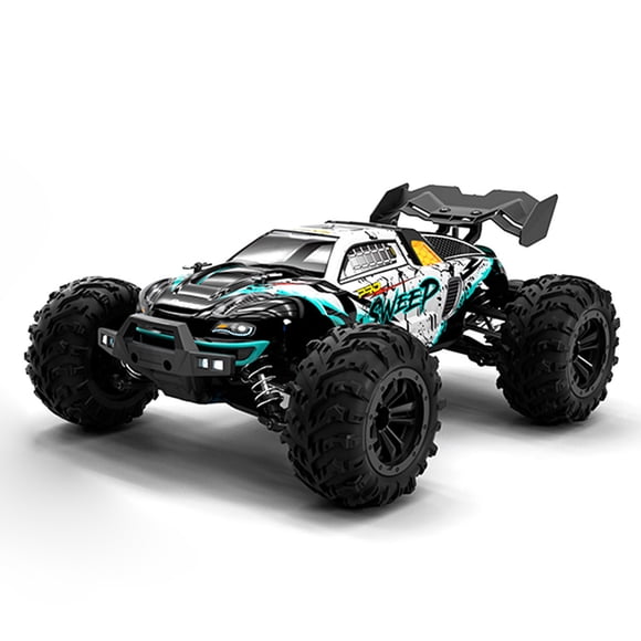 Voiture RC de Contrôle 2,4 GHz 70 Km/h Haute Vitesse 1/16 Camions RC Tout-Terrain Moteur Sans Balais Lumière LED Véhicule 4WD Course Escalade Voiture Cadeaux pour Enfants Adultes 2 Batteries