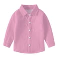 thumbnail image 1 of vdgthytj Toddler Baby Boys Girls Button down Shirts Kids Collared Long Sleeve Uniform Dress Shirt Tops Spring Fall Clothes, 1 of 6