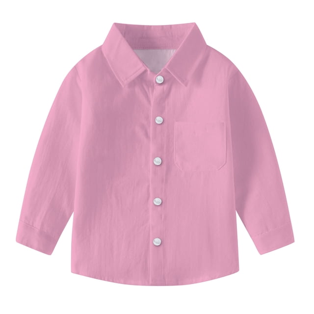 vdgthytj Toddler Baby Boys Girls Button down Shirts Kids Collared Long Sleeve Uniform Dress Shirt Tops Spring Fall Clothes