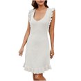 thumbnail image 2 of Pisexur Robe Sans Manches à Encolure Carrée pour Femme, Chandail Tricoté à Encolure en U avec Dentelle et Robe Chandail au Style Tendance, Chemisier pour Femme en Liquidation, 2 of 3