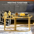 thumbnail image 4 of HomCom Modern Nesting Coffee Table Set with Glass Top, Gold, 4 of 10