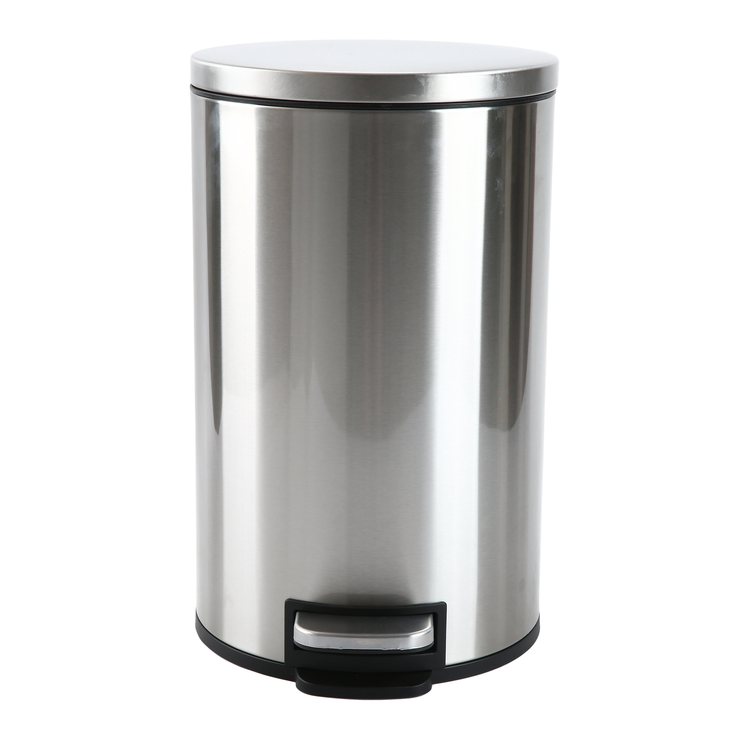 Poubelle de salle de bain Better Homes & Gardens, petite poubelle à pédale de 12 litres en acier inoxydable avec couvercle à fermeture douce, argentée