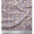 thumbnail image 1 of Soimoi Purple Poly Georgette Fabric Check & Floral Print Fabric by The Yard 42 Inch Wide, 1 of 3