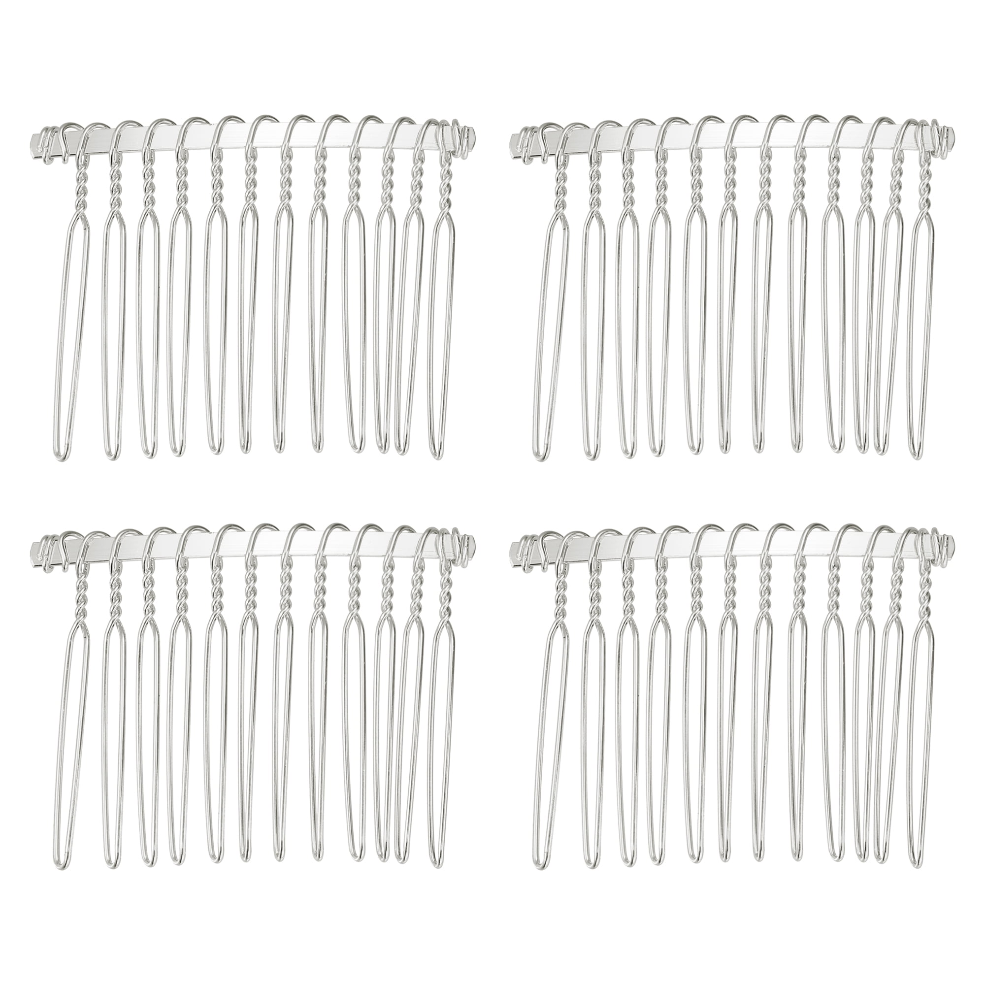 Unique Bargains 4 Pcs No Slip Hair Side Combs Accessories Metal 2" Silver Tone