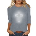 thumbnail image 2 of EGNMCR Easter T-Shirt Imprimé Femmes T-Shirts Graphiques Femmes Chemises Mode Femme Décontracté Noël Imprimé Col Rond Blouse Imprimée T-Shirt Manches 3/4 T-Shirt Blouses T-Shirts pour Femmes, 2 of 4