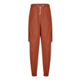 thumbnail image 2 of Autumn And Winter Mens Solid Color Work Pants Drawstring Leg Mouth Sticky Tape Pocket Casual Pants, 2 of 5