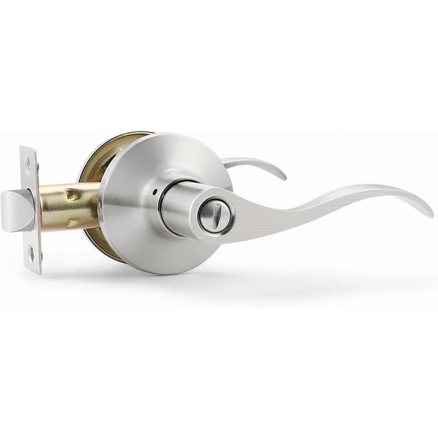 Satin Nickel Door Handle Interior Brushed Nickel Passage Door Lever for Hall and Closet Keyless Door Lock Set Reversible for Left Right Sided Doors Leverset Handleset