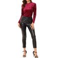thumbnail image 2 of INSPIRE CHIC T-Shirts en Velours pour Femmes Col Rond Manches Longues Décontracté L Bourgogne, 2 of 7