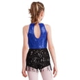 thumbnail image 2 of YONGHS Enfants Filles Paillettes Latin Jazz Robe de Danse à Franges Smoking Danse Moderne Justaucorps Combinaison Bleu 10, 2 of 7
