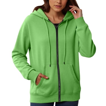 Aocisk Chandail à Capuchon à Fermeture à Glissière pour Femmes, Mode Décontractée, Poche, Fermeture Éclair, à Manches Longues, à Capuche, Chandail Uni pour Mode Urbaine, Vert Pâle, TG