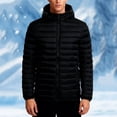 thumbnail image 2 of hoksml Men's Detachable Hood Puffer Jacket with Slash Pockets Solid Color Zip-Front Quilted Coat for Winter Warmth, 2 of 9